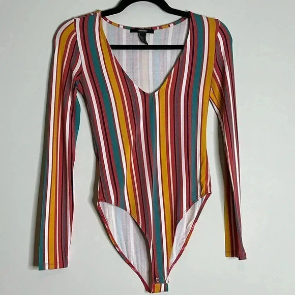Forever 21 Stripped Bodysuit - Picture 1 of 9